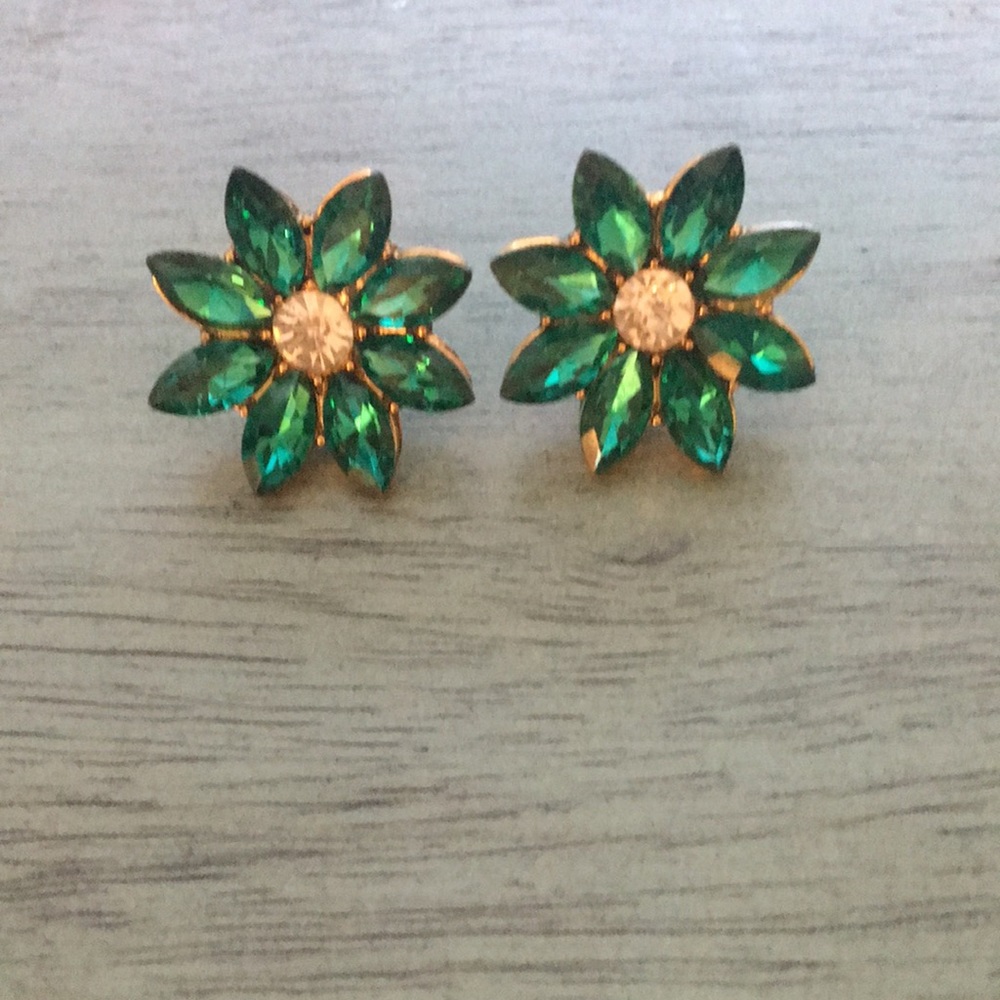 Crystal Rhinestone Flower Statement Earrings - image 4